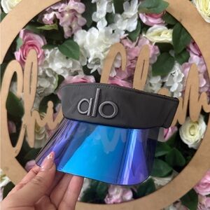 ALO Yoga Black Visor with Iridescent Brim Accent